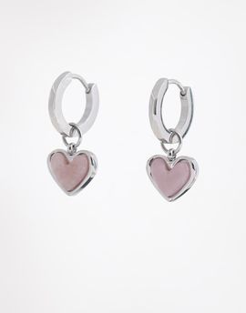 Abbott Lyon Abbott Lyon pale pink opal heart huggie hoop earrings in silver