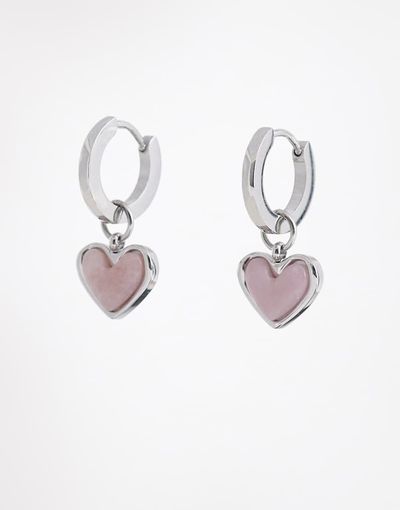 Abbott Lyon Abbott Lyon pale pink opal heart huggie hoop earrings in silver