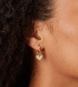 Abbott Lyon Abbott Lyon pavé crystal heart drop stainless steel earrings in 18k gold plated