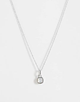 Abbott Lyon Abbott Lyon white quartz cushion pendant necklace in silver plated stainless steel