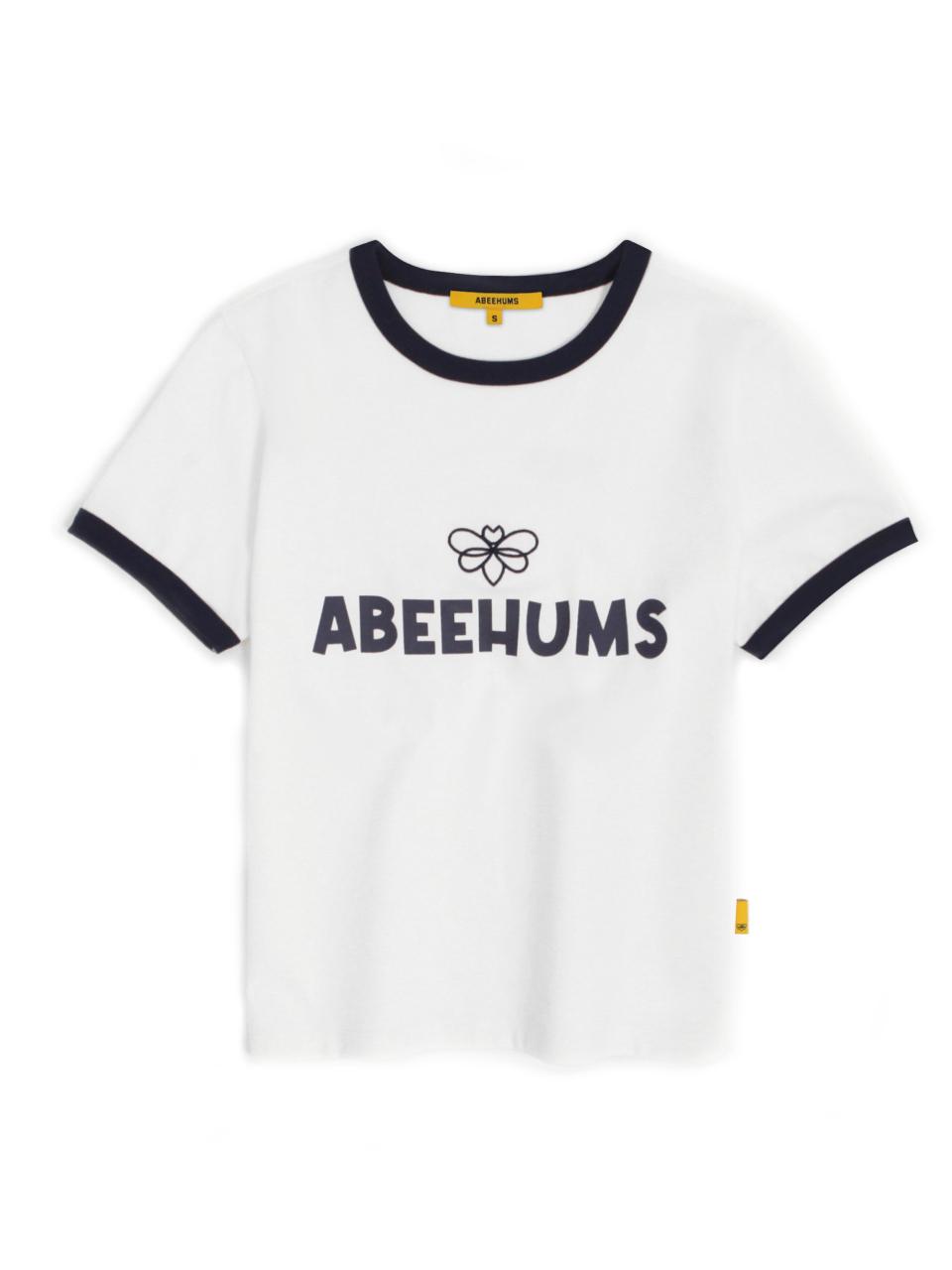 ABEEHUMS Abeehums Cotton Ringer Tee T-Shirt (WHITE) (ABH355-102)