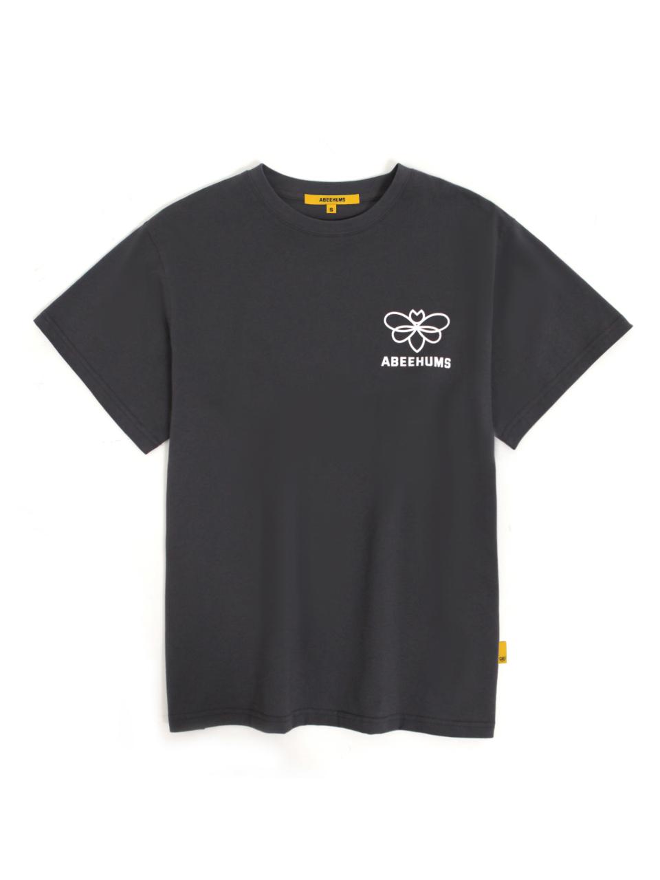 ABEEHUMS Abeehums Small Logo Cotton Short Sleeve T-Shirt [Charcoal] (ABH355-103)
