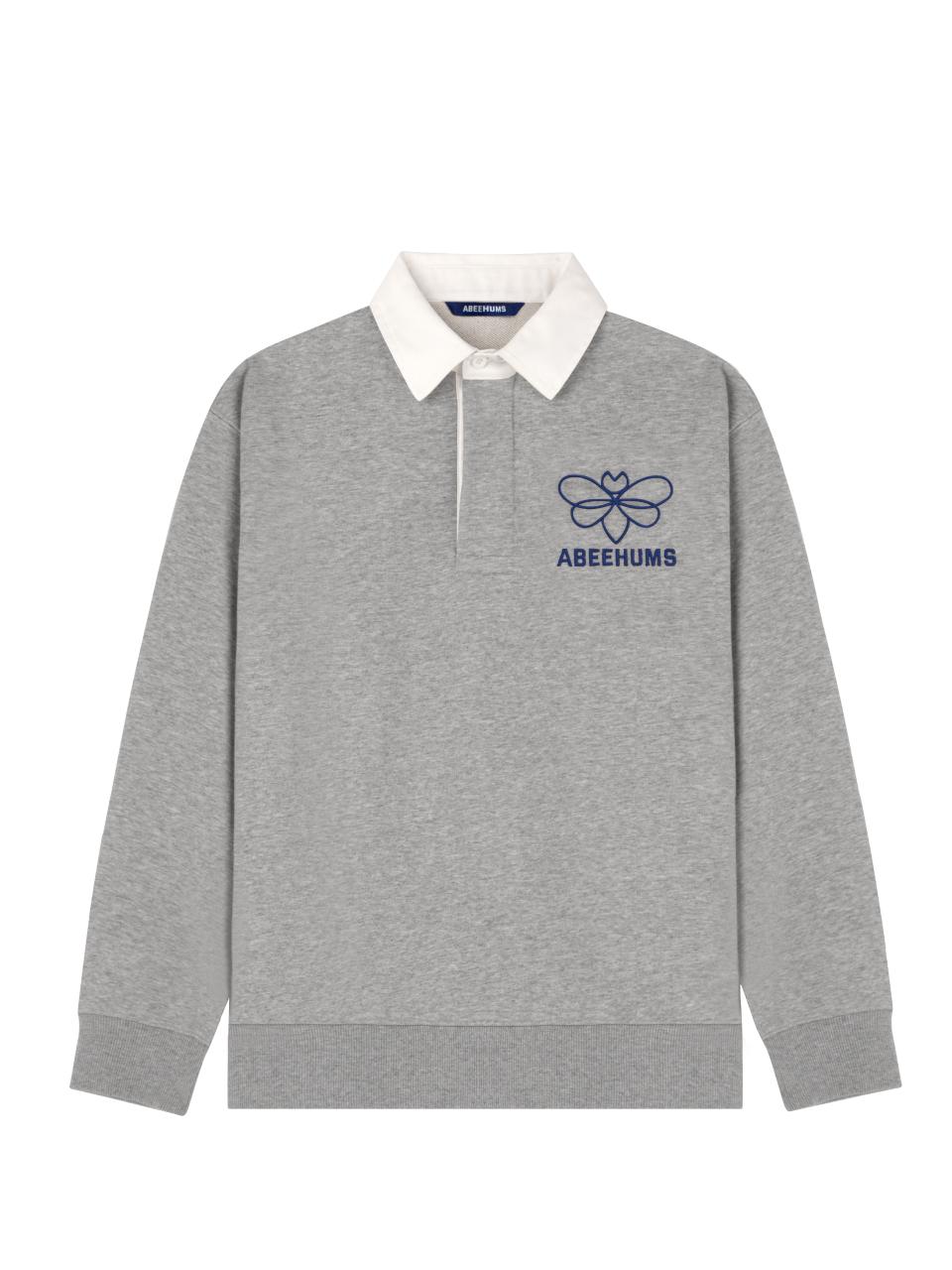 ABEEHUMS BIBI Rugby Sweatshirt T-Shirt [Melange gray] (ABH348-102)