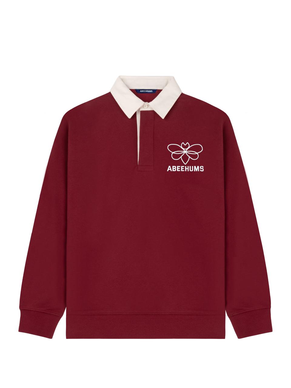 ABEEHUMS BIBI Rugby Sweatshirts (ABH348-102) [Wine]