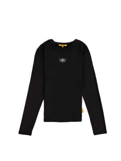 ABEEHUMS BIBI Soft Long Sleeve T-Shirt (ABH355-101) [Black]