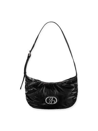 ABEEHUMS Glossy Mini Hobo Bag (ABH348-704) [Black]