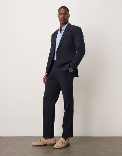Abercrombie & Fitch Abercombie & Fitch classic seersucker suit pants in navy - part of a set