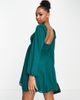 Abercrombie & Fitch Abercrombie & Fitch babydoll a-line dress in dark green-Multi - 4