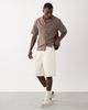 Abercrombie & Fitch Abercrombie & Fitch baggy denim carpenter jorts in cream-White - 1