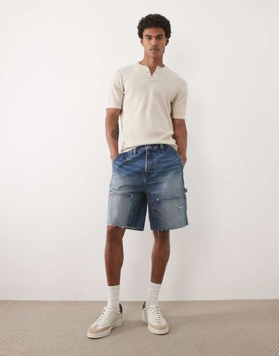 Abercrombie & Fitch Abercrombie & Fitch baggy denim carpenter jorts in indigo blue