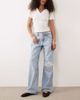 Abercrombie & Fitch Abercrombie & Fitch baggy fit low rise jeans with crochet rip detail in light blue wash - 1