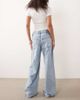 Abercrombie & Fitch Abercrombie & Fitch baggy fit low rise jeans with crochet rip detail in light blue wash - 2