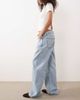 Abercrombie & Fitch Abercrombie & Fitch baggy fit low rise jeans with crochet rip detail in light blue wash - 3
