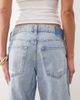 Abercrombie & Fitch Abercrombie & Fitch baggy fit low rise jeans with crochet rip detail in light blue wash - 4