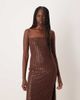 Abercrombie & Fitch Abercrombie & Fitch beaded bandeau maxi dress in brown sequin - 2