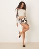 Abercrombie & Fitch Abercrombie & Fitch belted denim mini skort in cow print-Neutral - 1