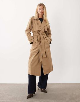 Abercrombie & Fitch Abercrombie & Fitch belted maxi trench coat in camel-NEUTRAL