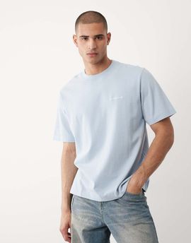 Abercrombie & Fitch Abercrombie & Fitch boxy short sleeve italic logo T-shirt in baby blue