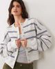 Abercrombie & Fitch Abercrombie & Fitch boxy sweatshirt cardigan in gray and navy stripes-Multi - 1