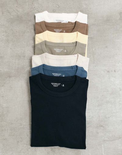 Abercrombie & Fitch Abercrombie & Fitch classic icon logo 7 pack T-shirts in multi