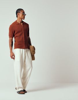 Abercrombie & Fitch Abercrombie & Fitch cotton-linen mix baggy fit rustic pants in white
