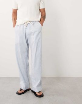 Abercrombie & Fitch Abercrombie & Fitch cotton rich baggy seersucker pants in blue stripes