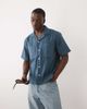 Abercrombie & Fitch Abercrombie & Fitch cotton/linen mix boxy short sleeve shirt in blue embroidery - 1