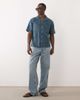 Abercrombie & Fitch Abercrombie & Fitch cotton/linen mix boxy short sleeve shirt in blue embroidery - 3