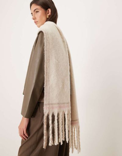Abercrombie & Fitch Abercrombie & Fitch cozy scarf in cream/brown plaid