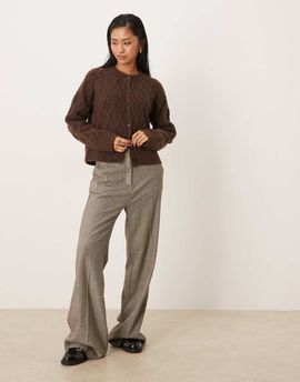 Abercrombie & Fitch Abercrombie & Fitch crew neck button up cardigan in brown