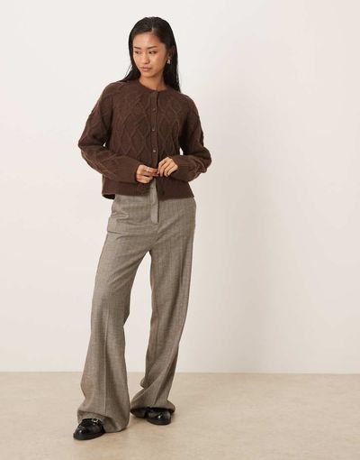 Abercrombie & Fitch Abercrombie & Fitch crew neck button up cardigan in brown