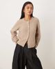 Abercrombie & Fitch Abercrombie & Fitch crew neck button up cardigan in oatmeal-Neutral - 1