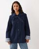 Abercrombie & Fitch Abercrombie & Fitch cropped A-line trench with plaid detail in navy - 3