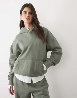 Abercrombie & Fitch Abercrombie & Fitch cropped boxy hoodie in khaki-Green