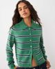 Abercrombie & Fitch Abercrombie & Fitch cropped knit collar cardigan in green and white stripe-Multi - 1