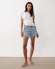 Abercrombie & Fitch Abercrombie & Fitch Curve Love frayed high rise denim shorts in bleach blue - 2