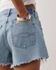 Abercrombie & Fitch Abercrombie & Fitch Curve Love frayed high rise denim shorts in bleach blue - 3