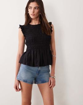 Abercrombie & Fitch Abercrombie & Fitch Curve Love high rise 90s relaxed denim dad shorts in light blue