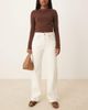 Abercrombie & Fitch Abercrombie & Fitch curve love high rise 90's relaxed studded jeans in ecru-White - 1