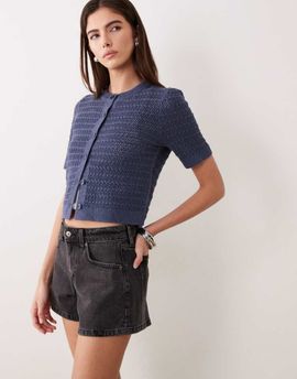 Abercrombie & Fitch Abercrombie & Fitch Curve Love high rise denim a-line shorts in washed black