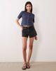 Abercrombie & Fitch Abercrombie & Fitch Curve Love high rise denim a-line shorts in washed black - 2