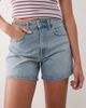 Abercrombie & Fitch Abercrombie & Fitch Curve Love high rise denim shorts with finished hem in bleach blue - 4