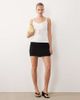 Abercrombie & Fitch Abercrombie & Fitch Curve Love high rise linen blend mini skort in black - 1