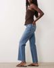 Abercrombie & Fitch Abercrombie & Fitch Curve Love high rise straight leg jeans with raw hem in mid blue wash - 2