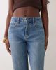 Abercrombie & Fitch Abercrombie & Fitch Curve Love high rise straight leg jeans with raw hem in mid blue wash - 4