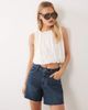Abercrombie & Fitch Abercrombie & Fitch Curve Love loose denim short with frayed hem in dark blue wash - 1