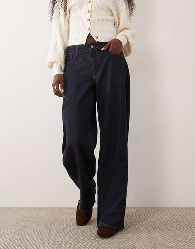 Abercrombie & Fitch Abercrombie & Fitch Curve Love low rise loose jeans in navy wash