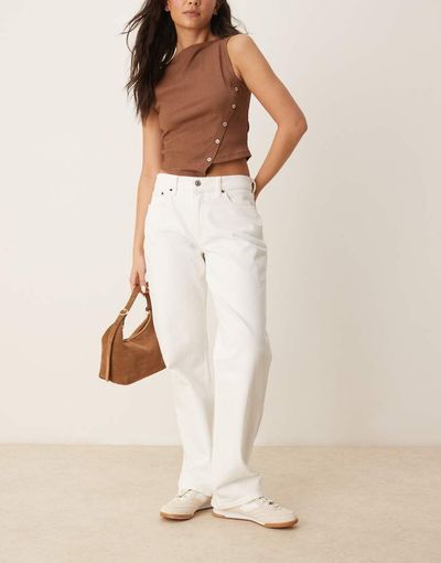 Abercrombie & Fitch Abercrombie & Fitch Curve low rise 90s relaxed jeans in clean white