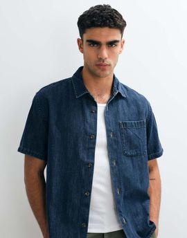 Abercrombie & Fitch Abercrombie & Fitch denim short sleeve workwear shirt in blue