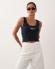 Abercrombie & Fitch Abercrombie & Fitch embroidered logo scoop neck tank top in navy - 1